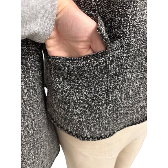 Georgiou Studio Womens Black White Tweed Embroidered Button-Up Blazer Size 8 - Picture 6 of 16